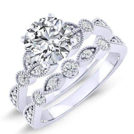1.00 ct - Laurel - GIA Natural Round Diamond Bridal Set
