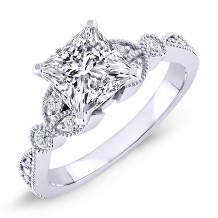 Laurel Moissanite Matching Band Only (engagement Ring Not Included) For Ring With Princess Center whitegold