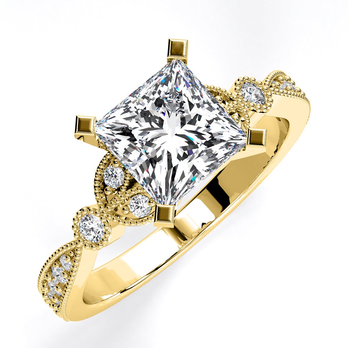 Laurel Princess Diamond Engagement Ring (Lab Grown Igi Cert) yellowgold