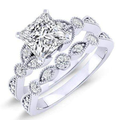 Laurel Princess Moissanite Bridal Set whitegold