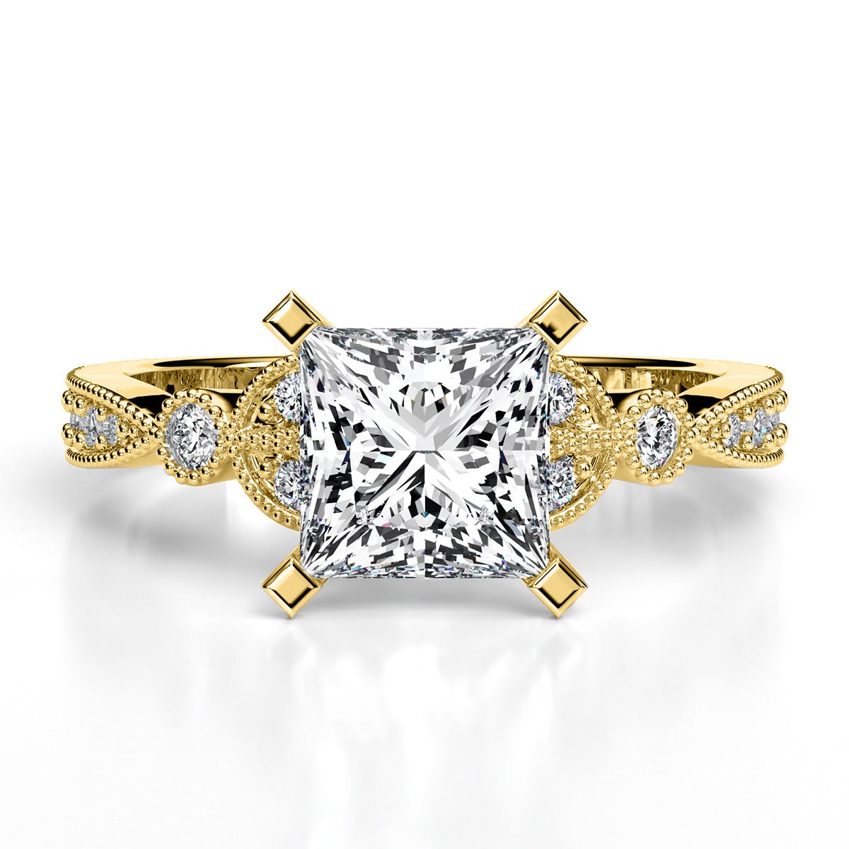 Laurel Princess Moissanite Engagement Ring yellowgold