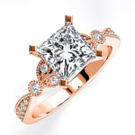 Laurel Princess Moissanite Engagement Ring rosegold