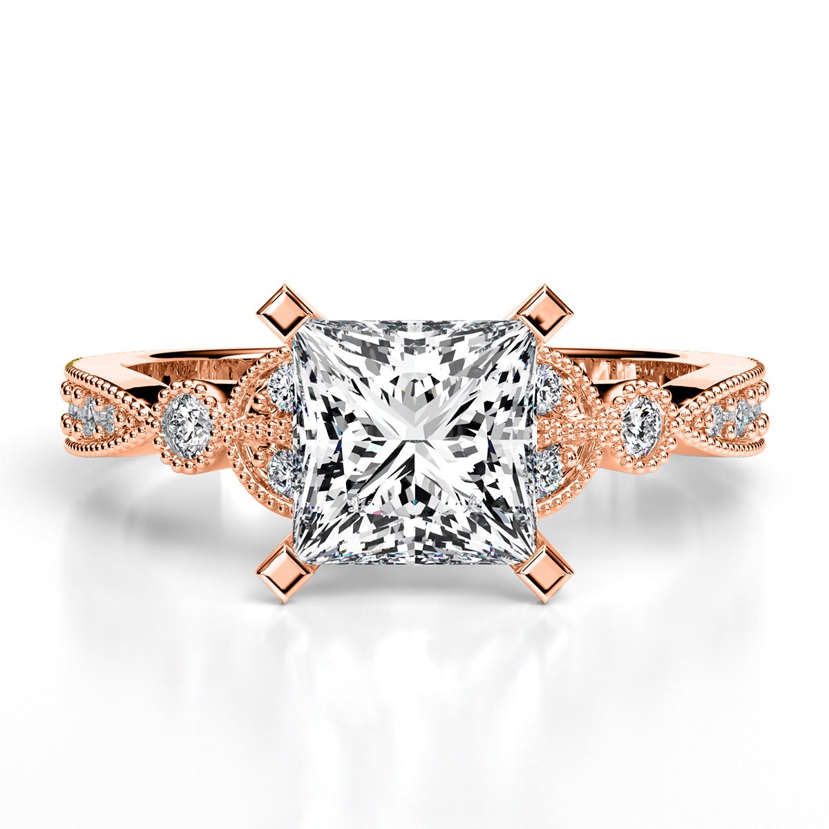 Laurel Princess Moissanite Engagement Ring rosegold