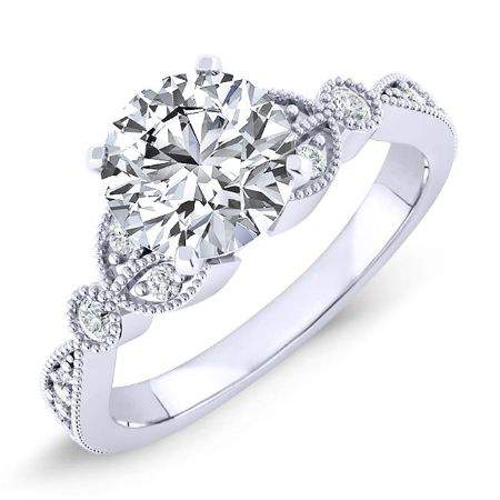 Laurel Round Diamond Engagement Ring (Lab Grown Igi Cert) whitegold