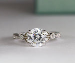 Laurel Round Moissanite Engagement Ring whitegold