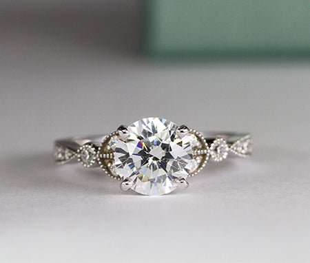 Laurel Round Moissanite Engagement Ring whitegold