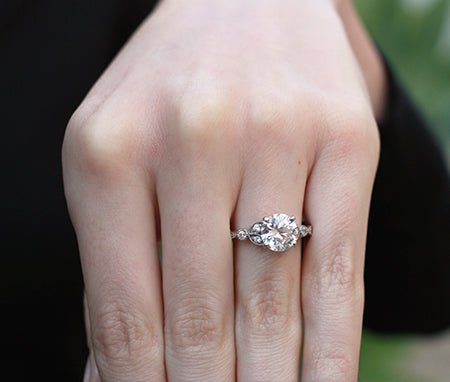 Laurel Round Moissanite Engagement Ring whitegold