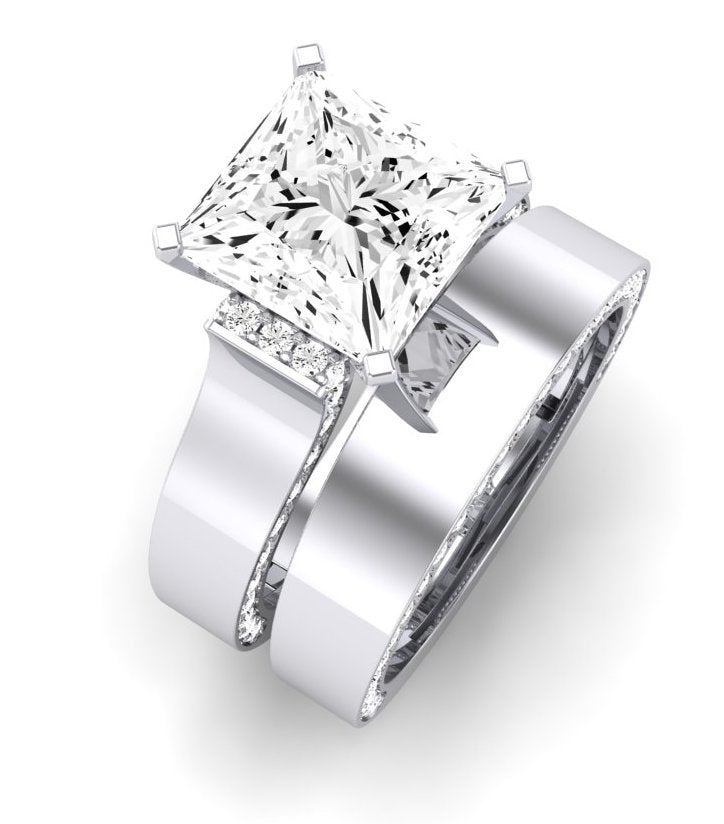 Lavender Diamond Matching Band Only (engagement Ring Not Included) For Ring With Princess Center whitegold