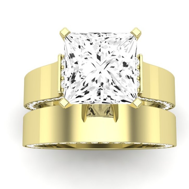 Lavender Diamond Matching Band Only (engagement Ring Not Included) For Ring With Princess Center yellowgold