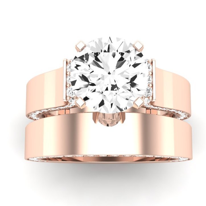 Lavender Diamond Matching Band Only (engagement Ring Not Included) For Ring With Round Center rosegold