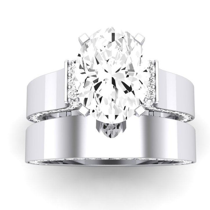 1.00 ct - Lavender - GIA Natural Oval Diamond Bridal Set