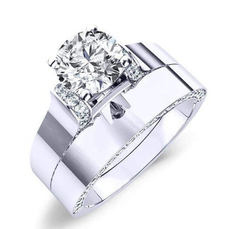 1.00 ct - Lavender - GIA Natural Round Diamond Bridal Set