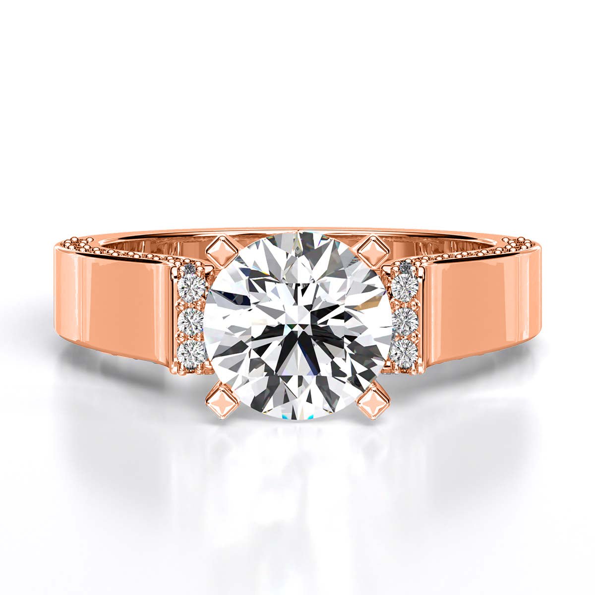 Lavender Round Diamond Engagement Ring (Lab Grown Igi Cert) rosegold