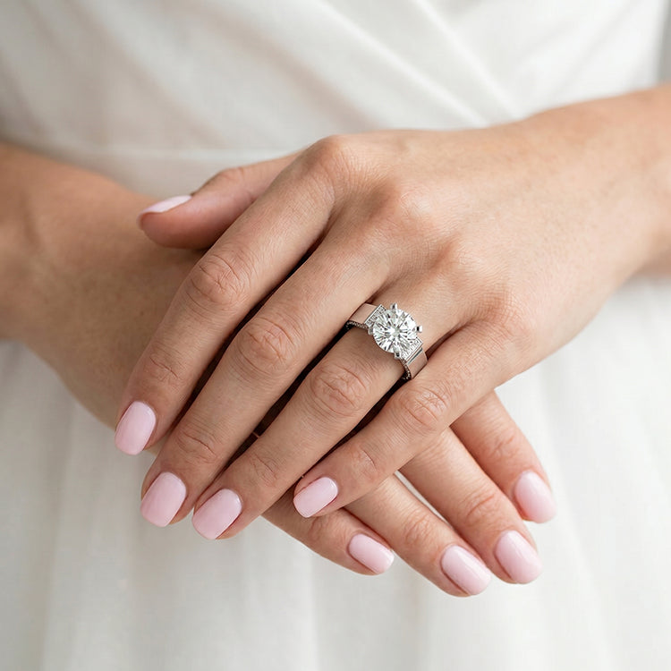Lavender - GIA Natural Round Diamond Engagement Ring