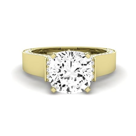 Lavender Moissanite Matching Band Only (engagement Ring Not Included) For Ring With Cushion Center yellowgold