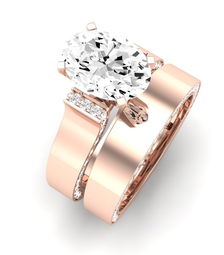 Lavender Moissanite Matching Band Only (engagement Ring Not Included) For Ring With Oval Center rosegold