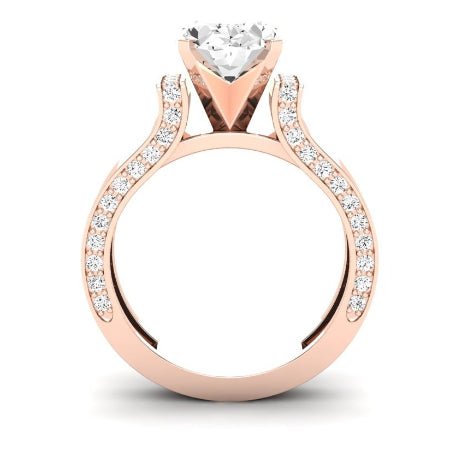 Lavender Moissanite Matching Band Only (engagement Ring Not Included) For Ring With Oval Center rosegold