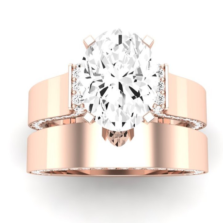 Lavender Moissanite Matching Band Only (engagement Ring Not Included) For Ring With Oval Center rosegold