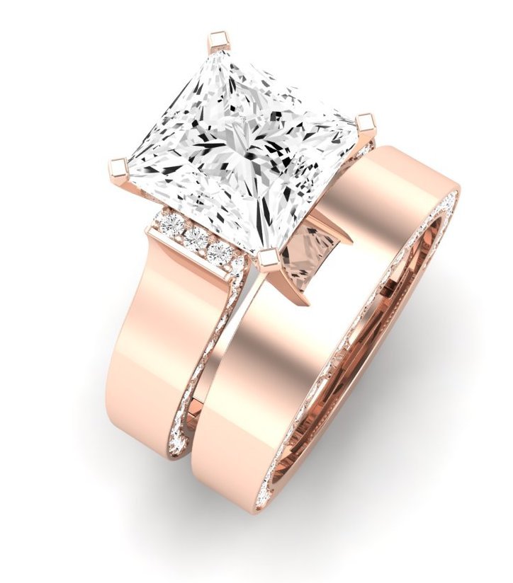 Lavender Moissanite Matching Band Only (engagement Ring Not Included) For Ring With Princess Center rosegold