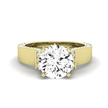 Lavender Moissanite Matching Band Only (engagement Ring Not Included) For Ring With Round Center yellowgold