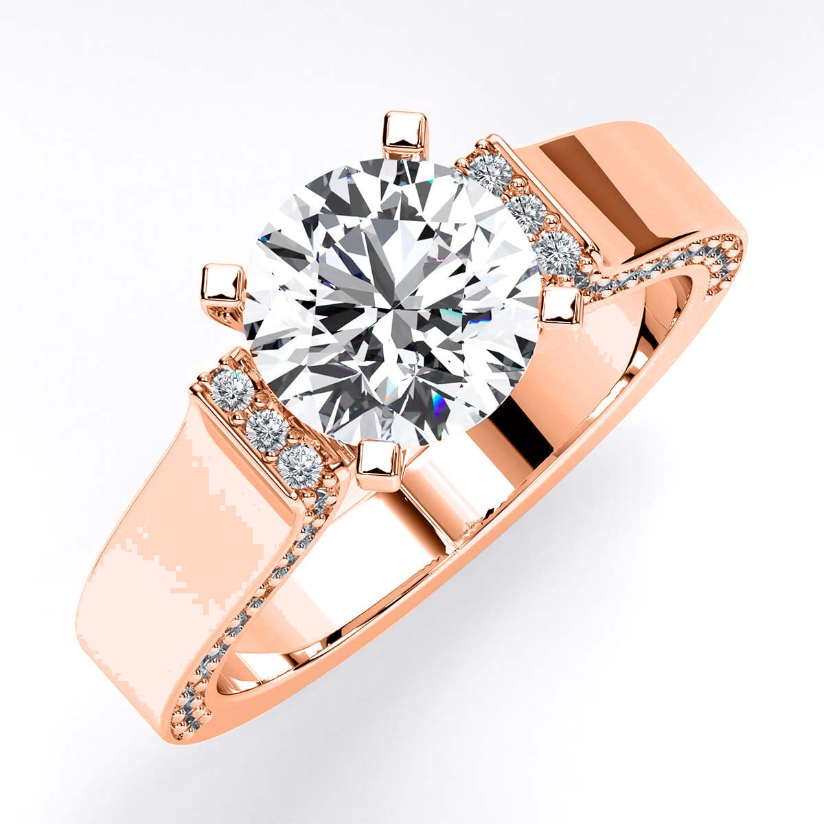 Lavender Round Diamond Engagement Ring (Lab Grown Igi Cert) rosegold