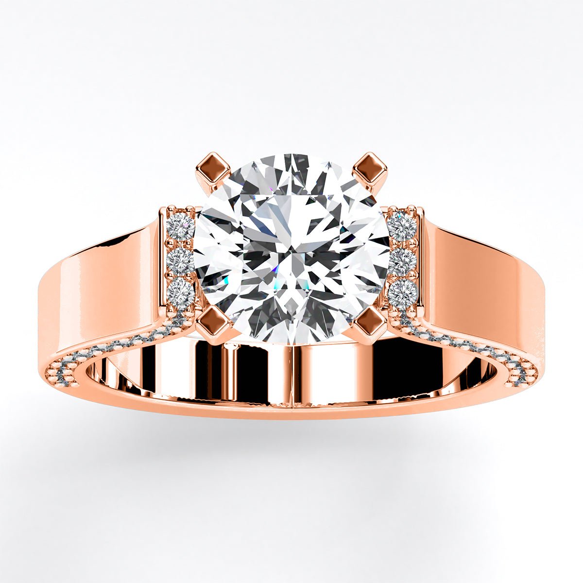 Lavender Round Diamond Engagement Ring (Lab Grown Igi Cert) rosegold