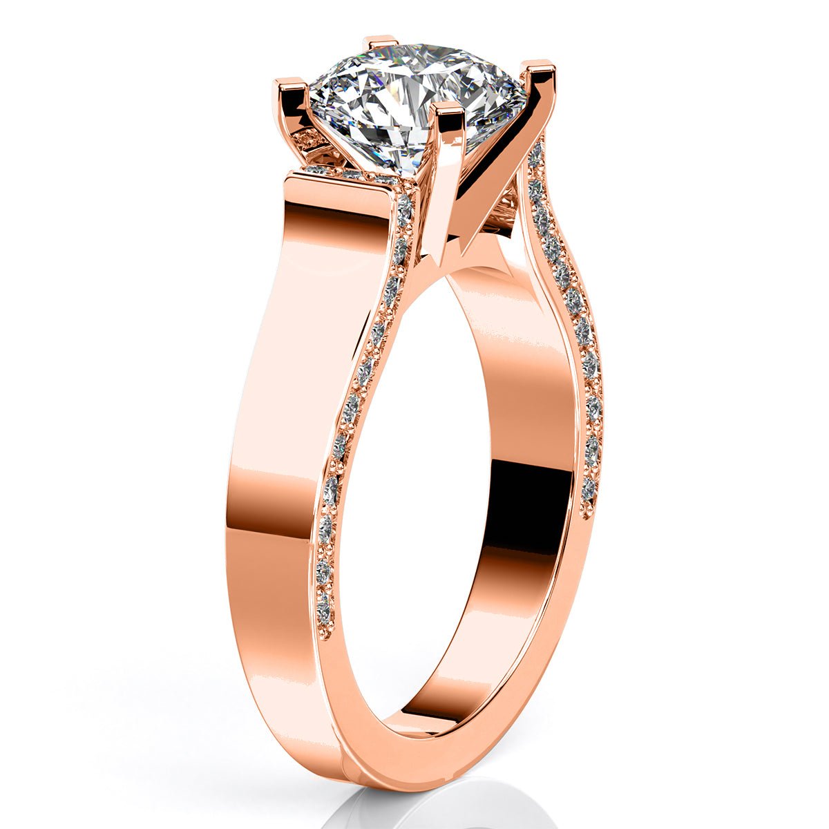 Lavender Round Diamond Engagement Ring (Lab Grown Igi Cert) rosegold