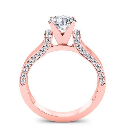 Lavender Round Moissanite Bridal Set rosegold