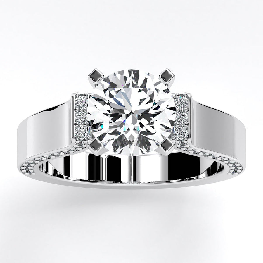 1.00 ct - Lavender - Round Moissanite Engagement Ring