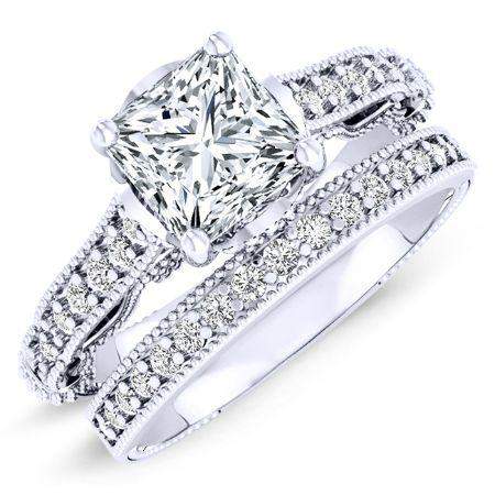 1.00 ct - Laylani - GIA Natural Princess Diamond Bridal Set