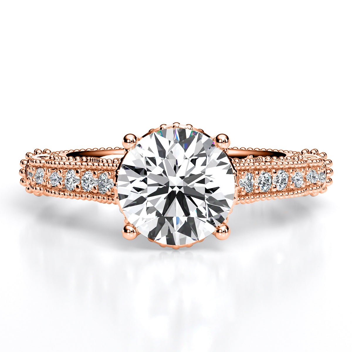 Laylani Round Moissanite Engagement Ring rosegold