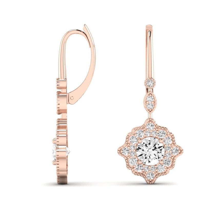 Layton Round Cut Moissanite Halo Earrings rosegold