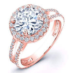 Lilac Round Moissanite Engagement Ring rosegold