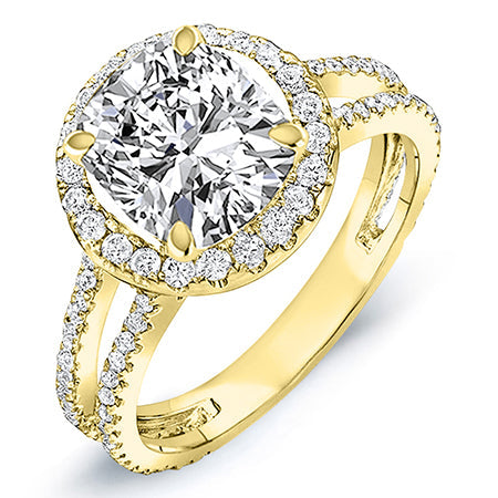 Lilac Cushion Diamond Engagement Ring (Lab Grown Igi Cert) yellowgold