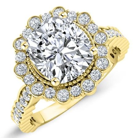 Lita Cushion Moissanite Bridal Set yellowgold