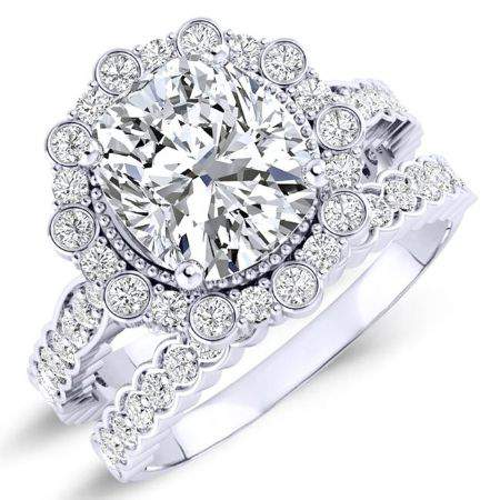 1.00 ct - Lita - GIA Natural Cushion Diamond Bridal Set