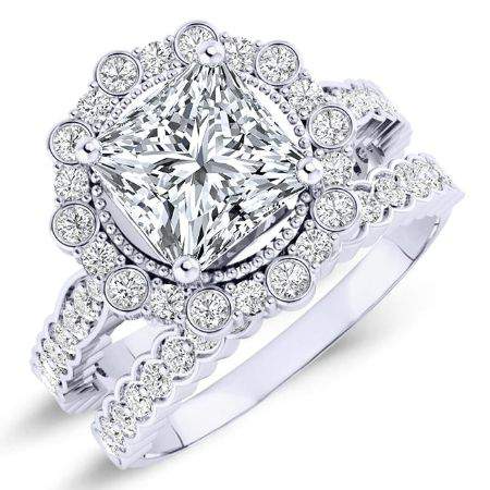 1.00 ct - Lita - GIA Natural Princess Diamond Bridal Set