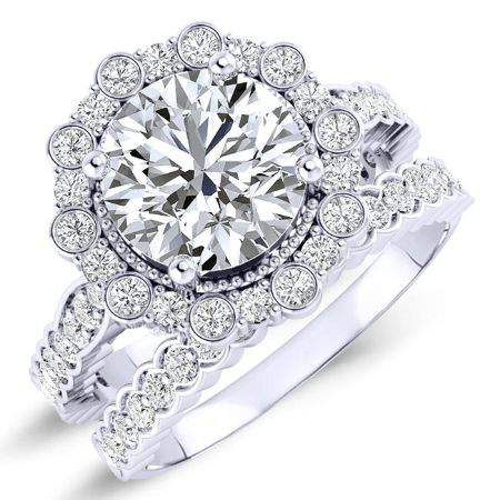 1.00 ct - Lita - GIA Natural Round Diamond Bridal Set