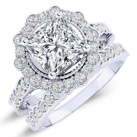 Lita Moissanite Matching Band Only (engagement Ring Not Included) For Ring With Princess Center whitegold