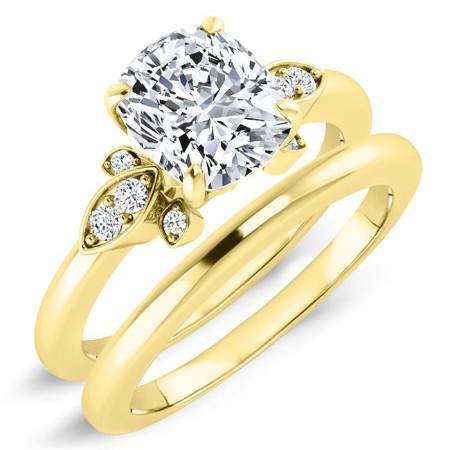 Lobelia Moissanite Matching Band Only (engagement Ring Not Included) For Ring With Cushion Center yellowgold