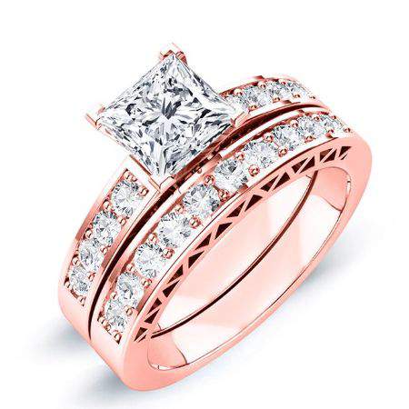 Lotus Diamond Matching Band Only (engagement Ring Not Included) For Ring With Princess Center rosegold