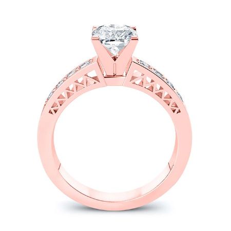 Lotus Diamond Matching Band Only (engagement Ring Not Included) For Ring With Princess Center rosegold