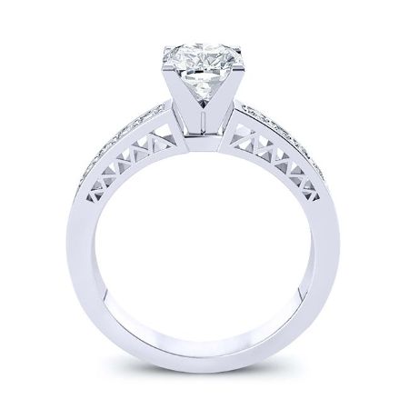 Lotus Diamond Matching Band Only (engagement Ring Not Included) For Ring With Princess Center whitegold