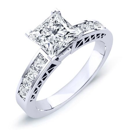 Lotus Diamond Matching Band Only (engagement Ring Not Included) For Ring With Princess Center whitegold