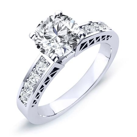 Lotus Diamond Matching Band Only (engagement Ring Not Included) For Ring With Round Center whitegold