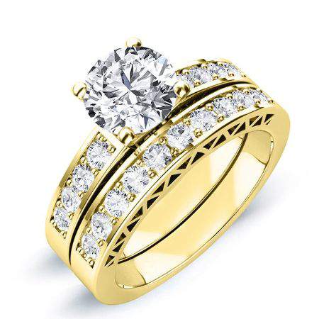 Lotus Round Diamond Bridal Set (Lab Grown Igi Cert) yellowgold