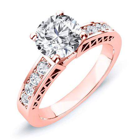 Lotus Round Diamond Engagement Ring (Lab Grown Igi Cert) rosegold