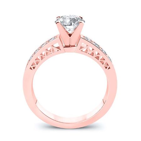 Lotus Round Diamond Engagement Ring (Lab Grown Igi Cert) rosegold