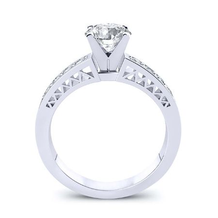 Lotus Round Moissanite Engagement Ring whitegold