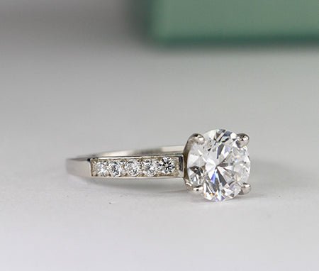 Lotus Round Moissanite Engagement Ring whitegold